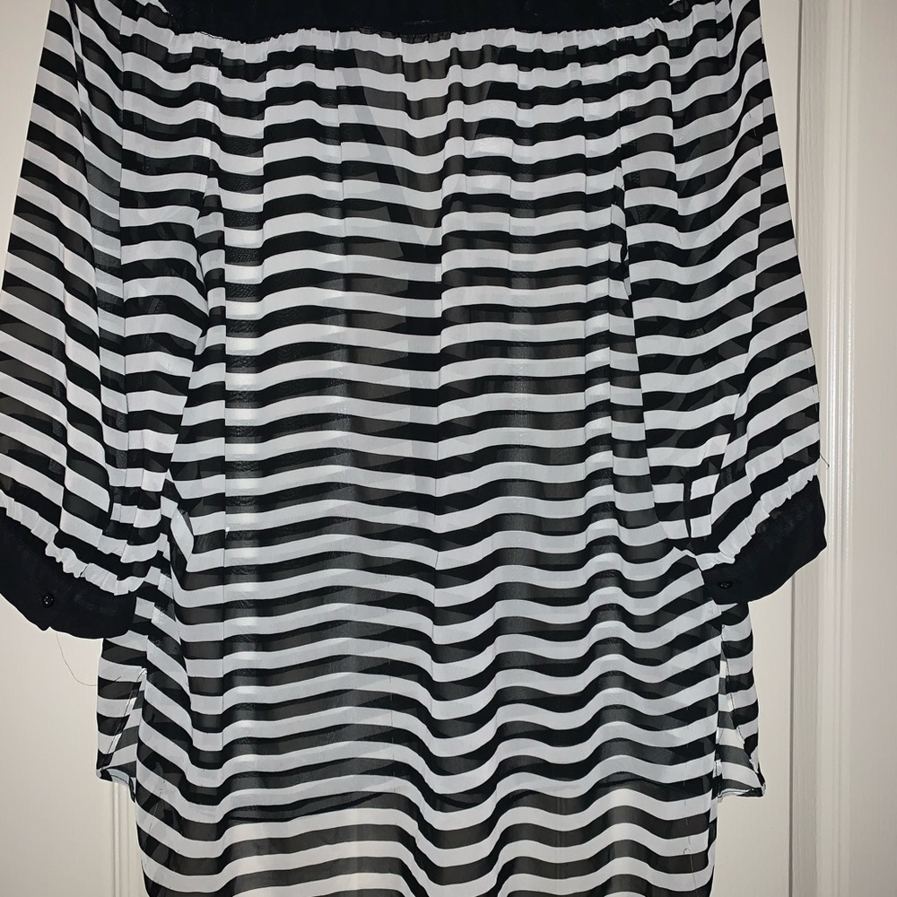 Lauren Conrad Black and White Stripe Shirt